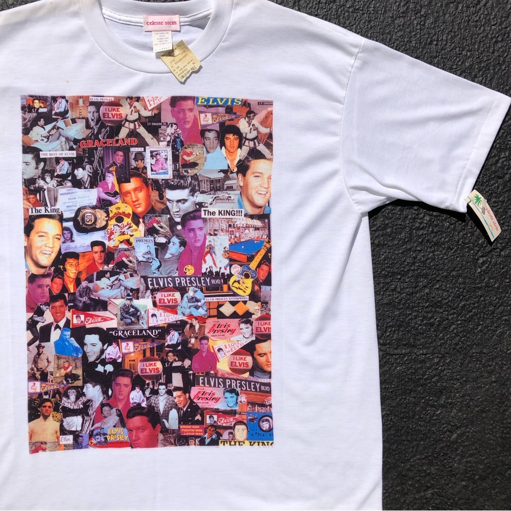 90’s Deadstock Elvis The King College Single Stitch Celeste Stein w Tags Size XL